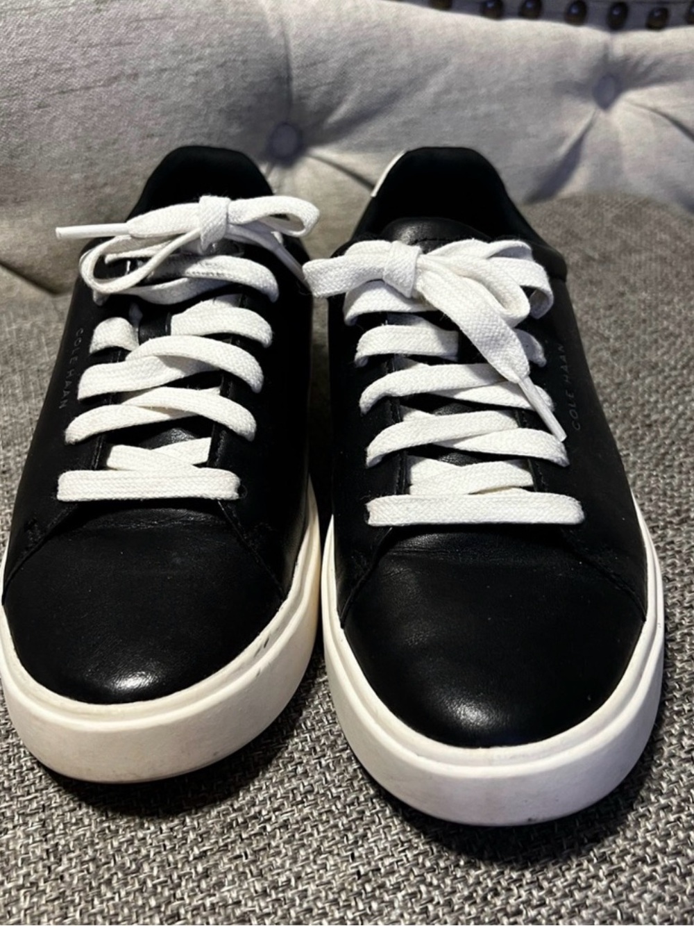 Cole Haan Black and White Leather Sneakers - Picture 2 of 3